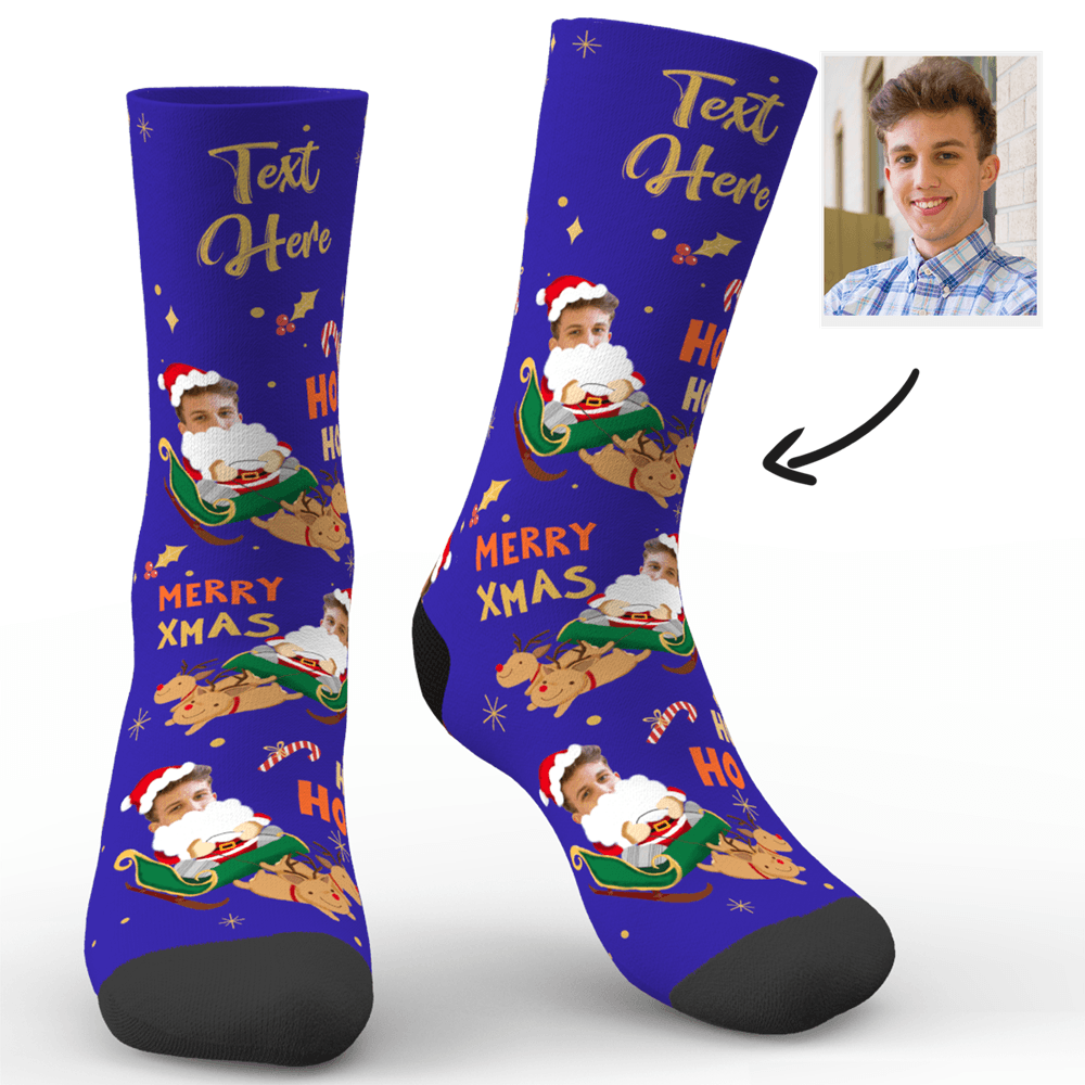 Best Gifts - Custom Santa Claus Sled Socks With Your Text