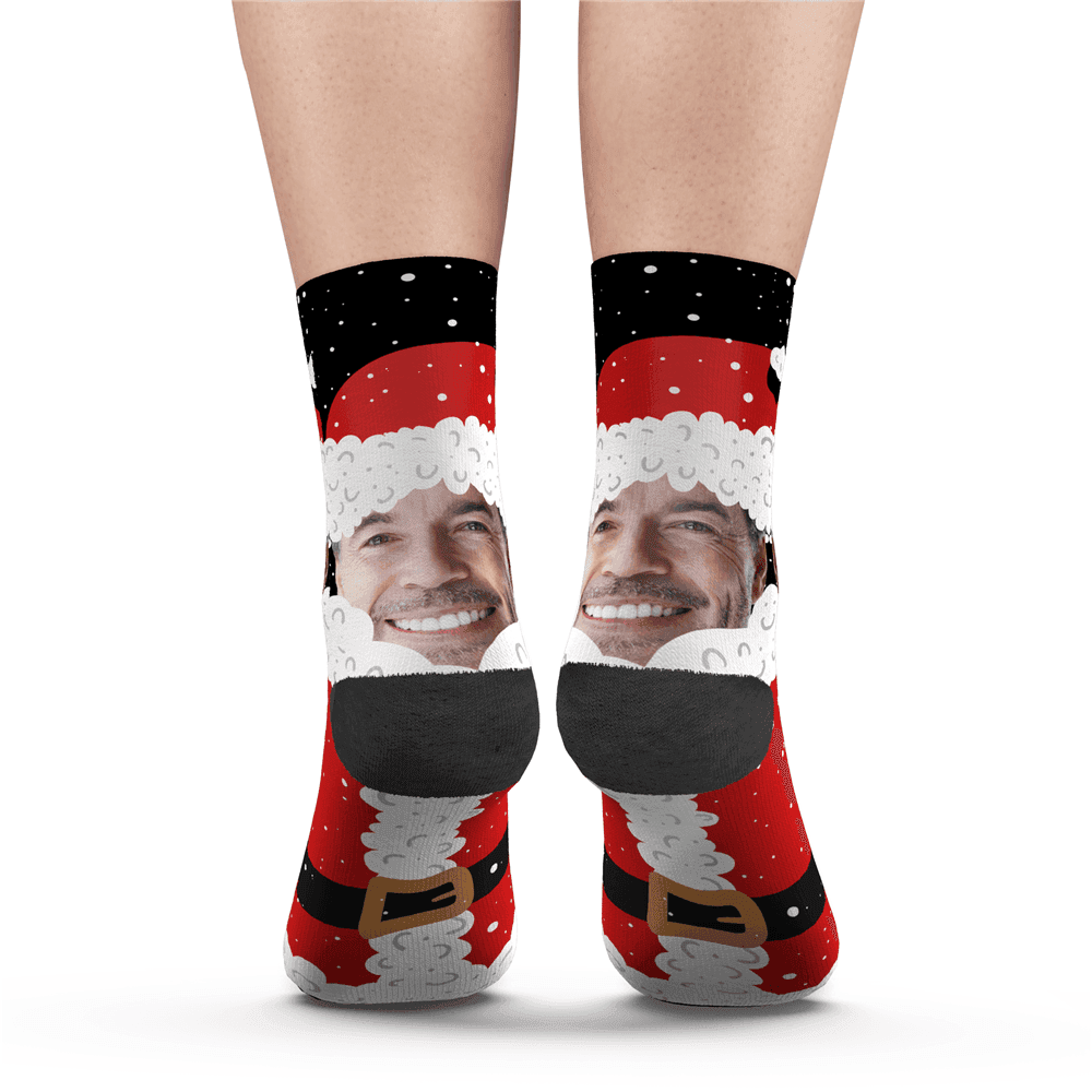Custom Face Socks Cute Santa Claus Socks Christmas Gifts - MyPhotoBoxer