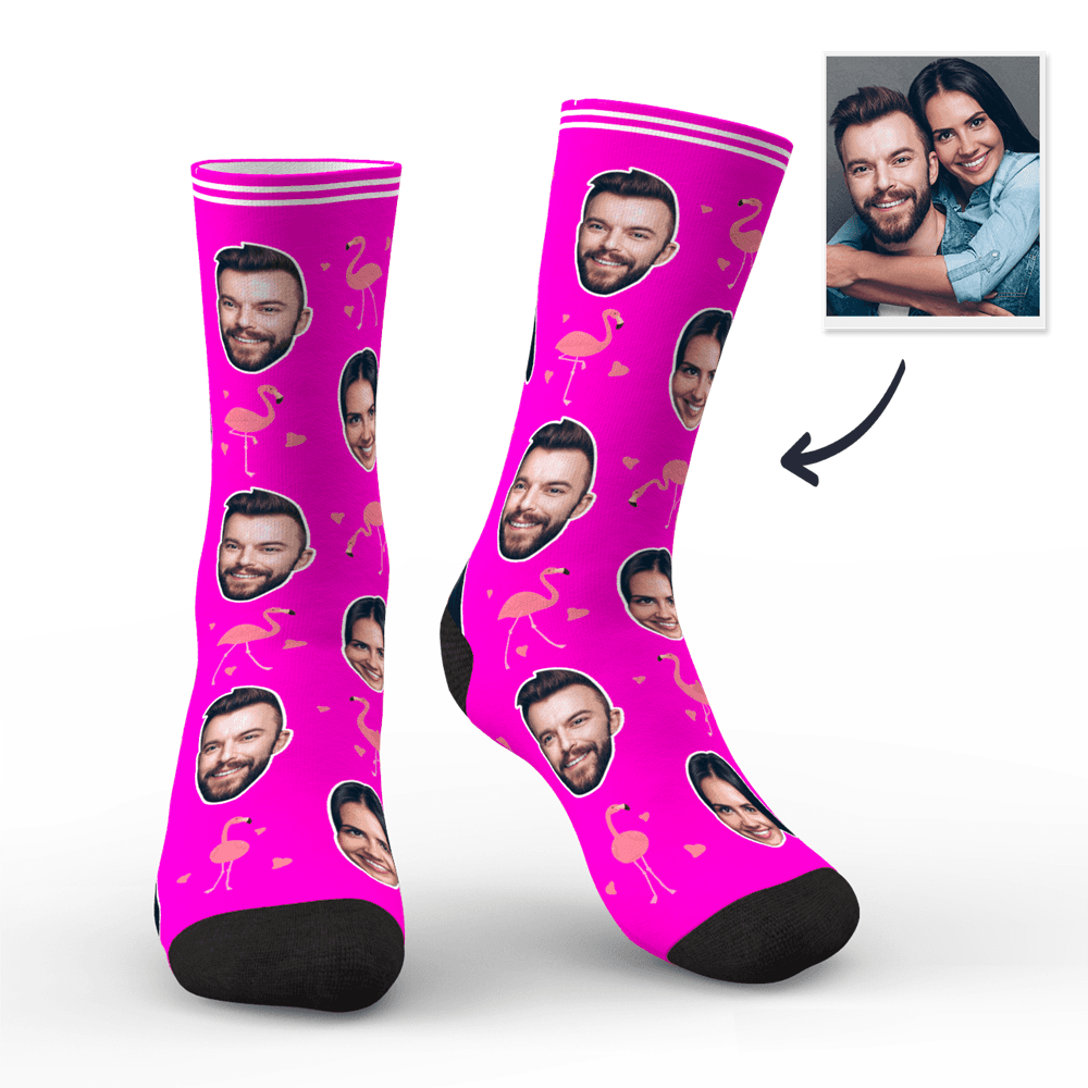 Custom Face Socks Personalized Photo Socks Gift For Family - Flamant - MyPhotoBoxer