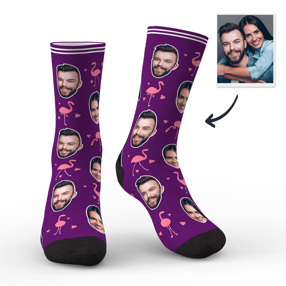 Custom Face Socks Personalized Photo Socks Gift For Family - Flamant - MyPhotoBoxer