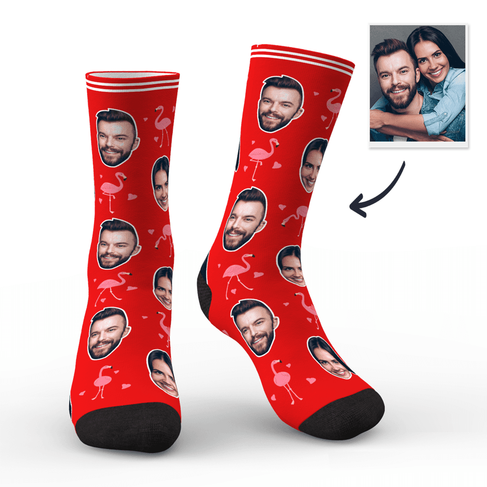 Custom Face Socks Personalized Photo Socks Gift For Family - Flamant - MyPhotoBoxer