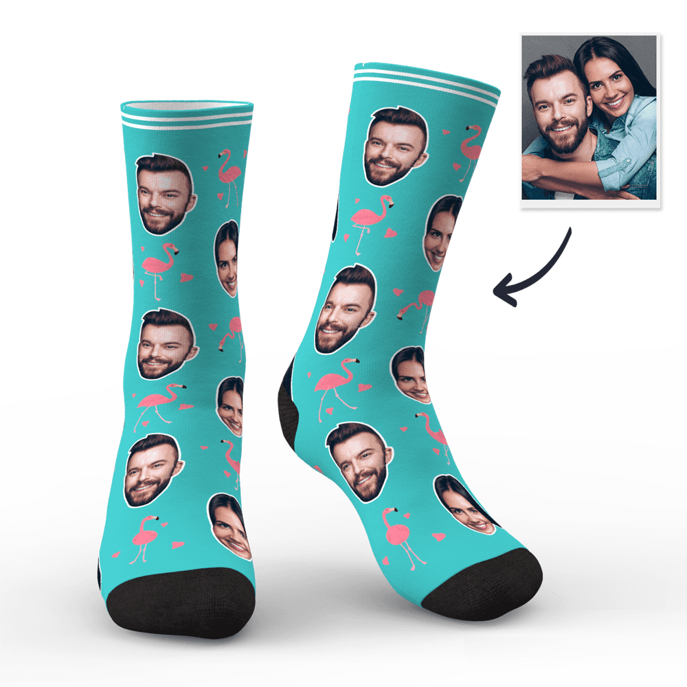 Custom Face Socks Personalized Photo Socks Gift For Family - Flamant - MyPhotoBoxer