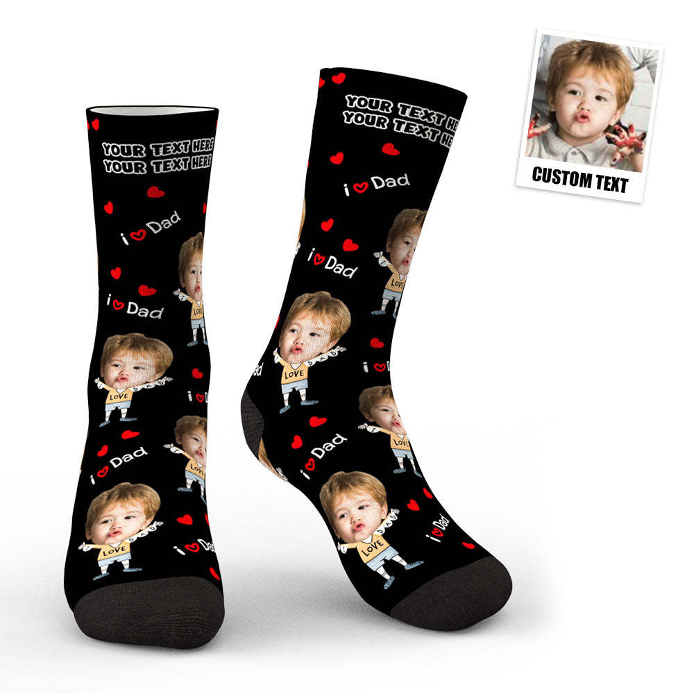 3D Preview Custom Face Socks To The Dearest Dad - MyPhotoBoxer