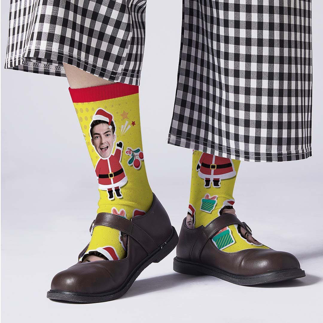 Christmas Custom Socks Face On Santa Claus Body - MyPhotoBoxer