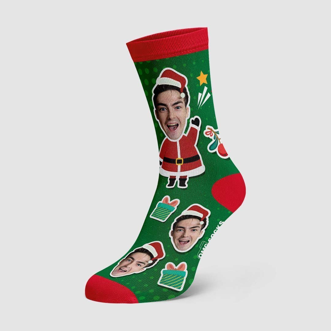 Christmas Custom Socks Face On Santa Claus Women Body - MyPhotoBoxer