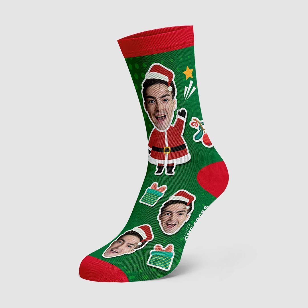 Christmas Custom Socks Face On Santa Claus Body - MyPhotoBoxer