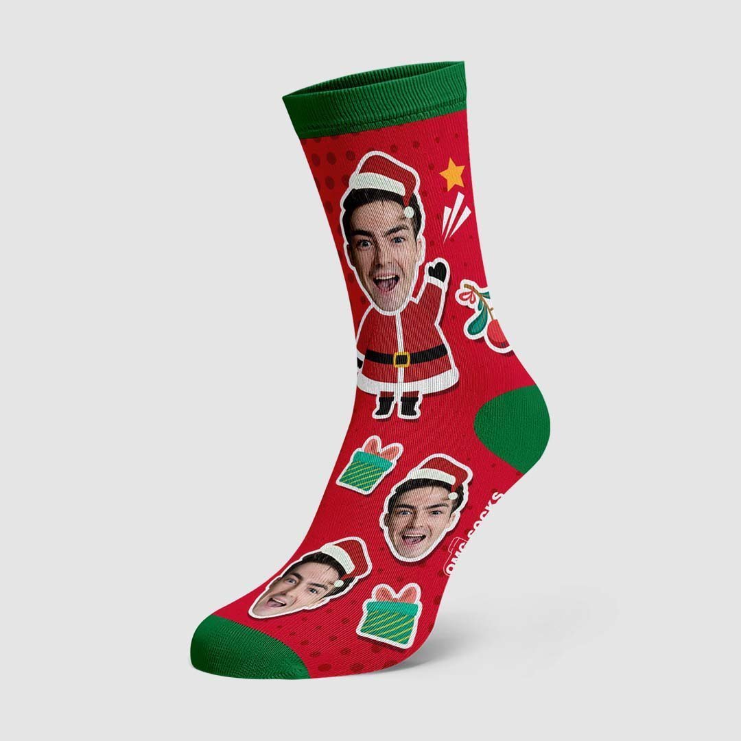 Christmas Custom Socks Face On Santa Claus Body - MyPhotoBoxer