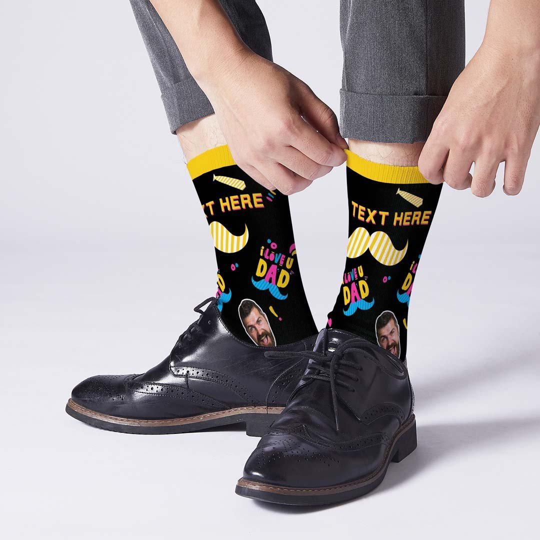 I Love Dad Custom Face Socks Gift - MyPhotoBoxer