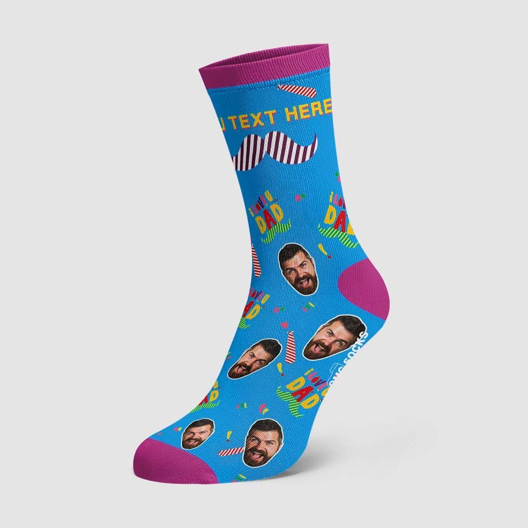 I Love Dad Custom Face Socks Gift - MyPhotoBoxer