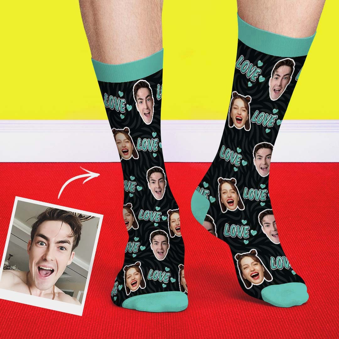 Custom Love Face Socks - MyPhotoBoxer