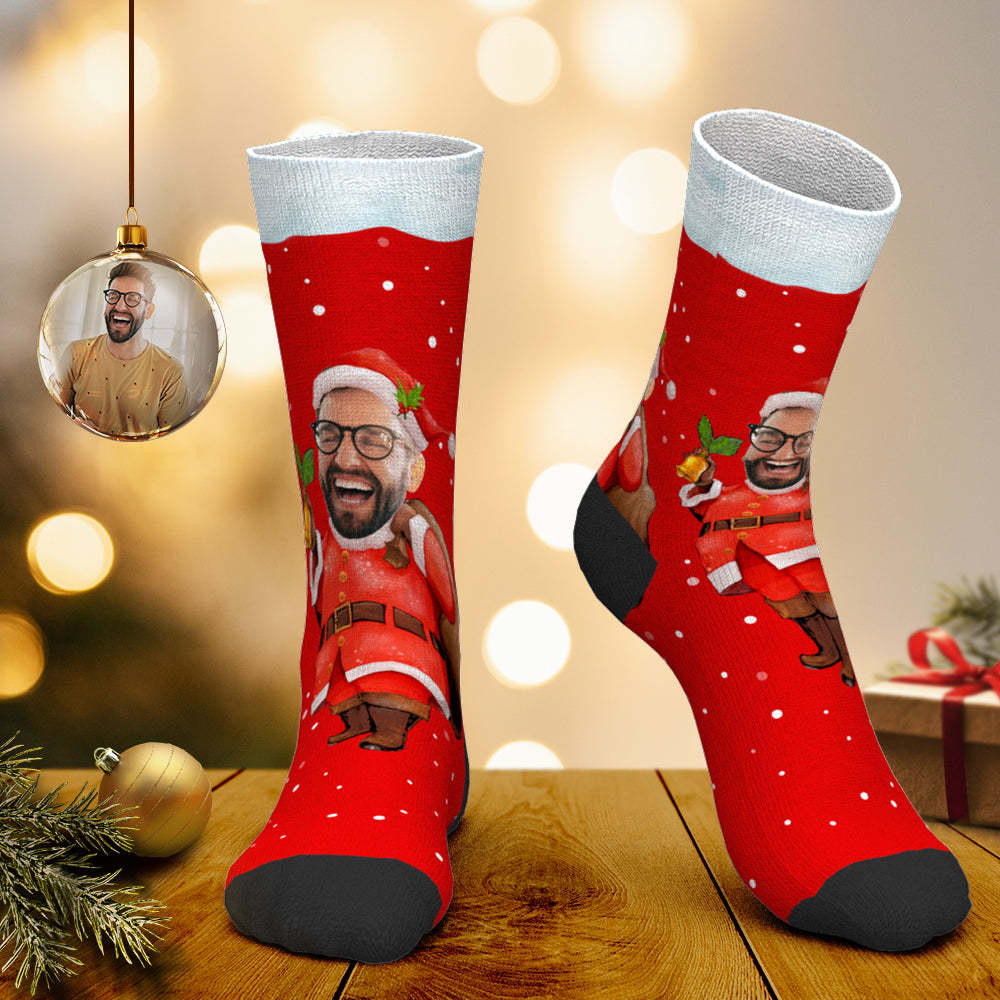 Custom Cute Santa Claus Socks  Christmas Gift - MyPhotoBoxer