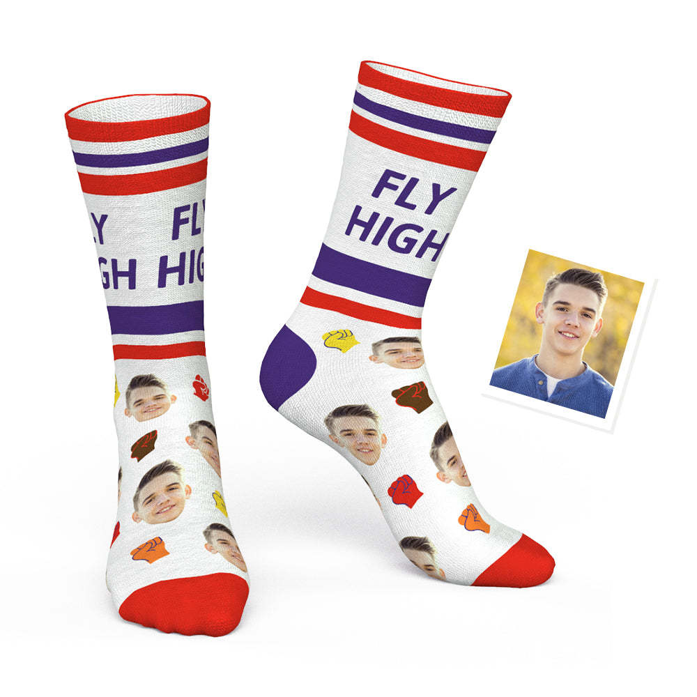 Custom Photo Sign Language Socks ASL Socks-Fly High - MyPhotoBoxer