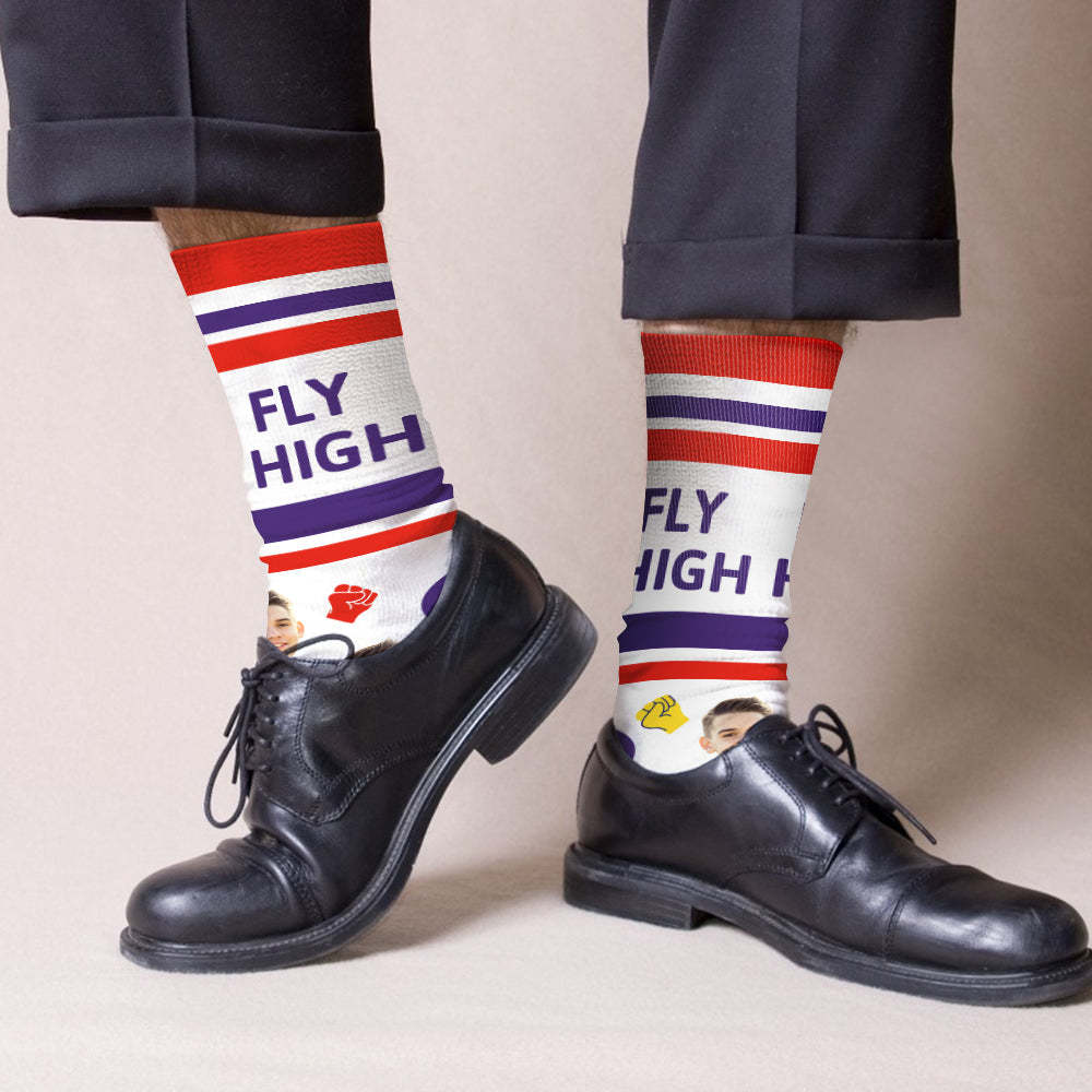 Custom Photo Sign Language Socks ASL Socks-Fly High - MyPhotoBoxer