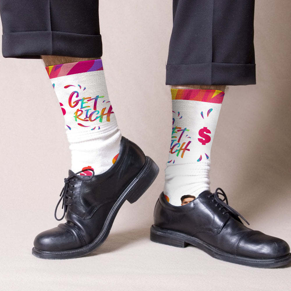 Custom Photo Sign Language Socks ASL Socks-Get Rich - MyPhotoBoxer