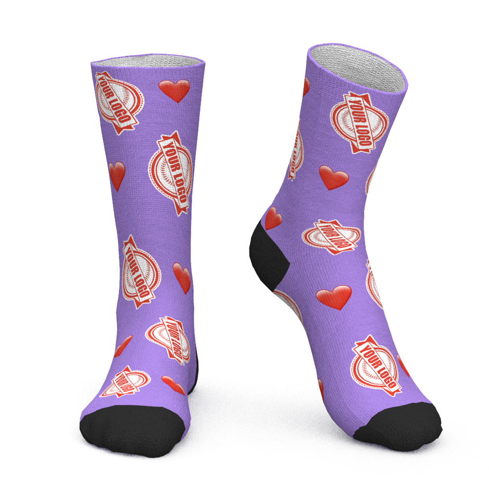 Custom Logo Socks Add Logo And Name Personalized Company Gifts - Heart - MyPhotoBoxer