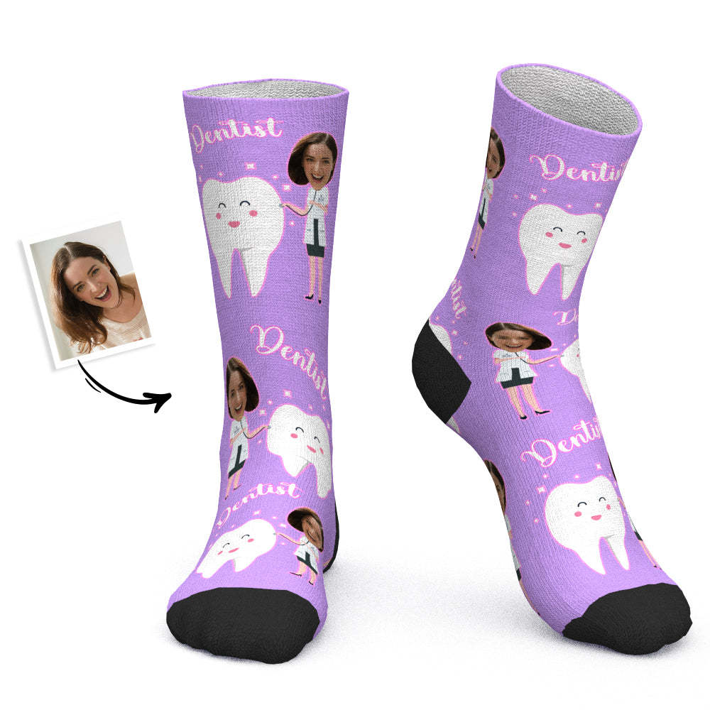 Custom Socks Personalized Photo Socks Dentist Socks - MyPhotoBoxer