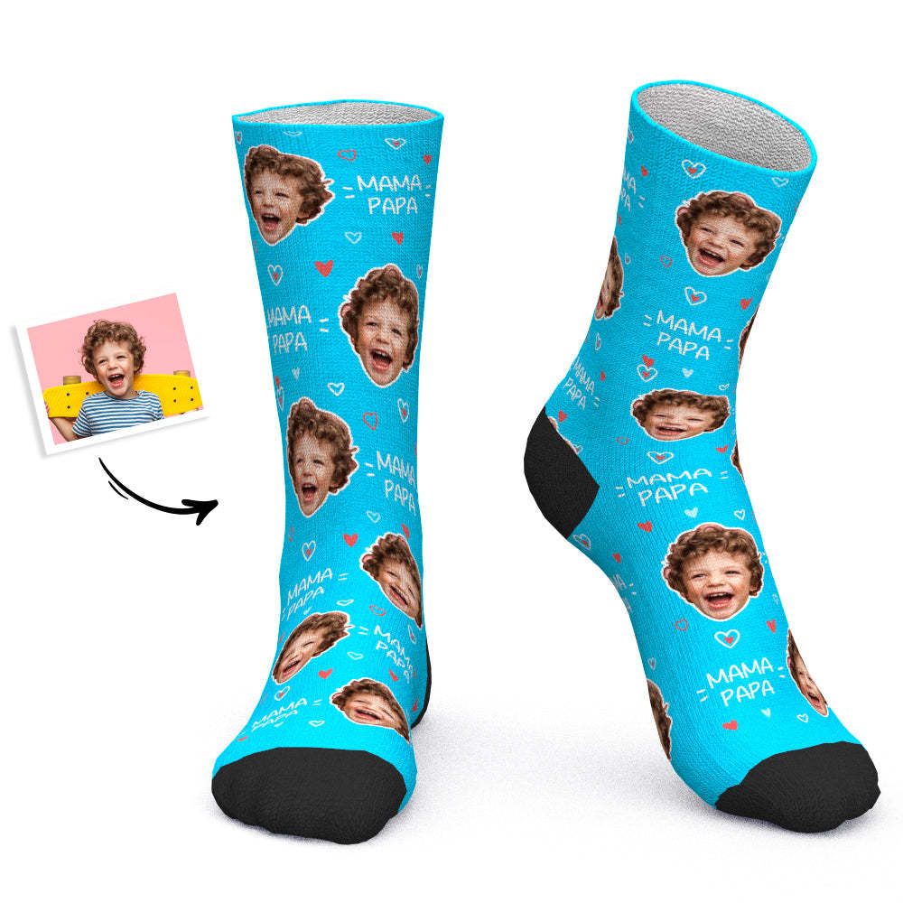 Mother's Day Gift - Custom Socks Personalized Photo Socks MAMA and PAPA - MyPhotoBoxer