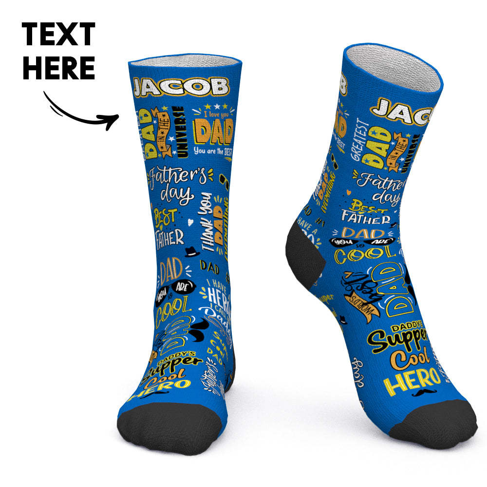 Father's Day Gift Custom Socks Personalized Socks with Text Words of Praise to Dad - MyPhotoBoxer