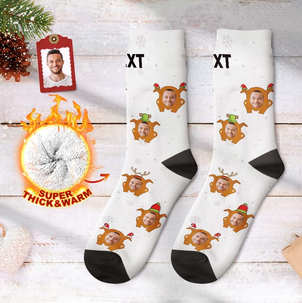 Custom Thick Socks Photo 3D Digital Printed Socks Autumn Winter Warm Christmas Socks - Colorful