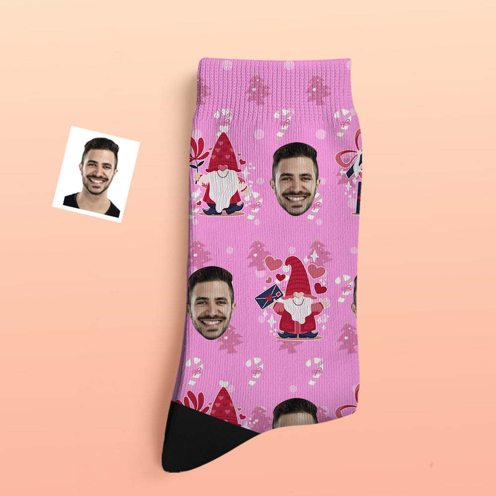 Pink Christmas Custom Thick Socks Photo 3D Digital Printed Socks Autumn Winter Warm Socks