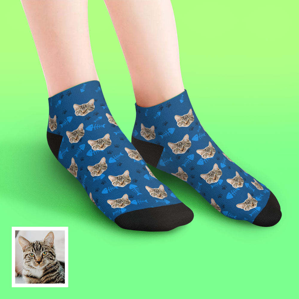 Custom Low Cut Ankle Face Socks Cat - MyPhotoBoxer