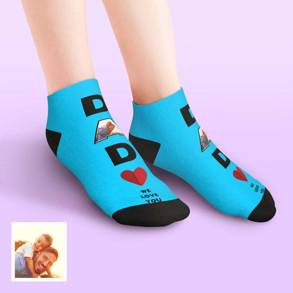 Custom Low Cut Ankle Face Socks Dad We Love You Gifts For Dad - MyPhotoBoxer