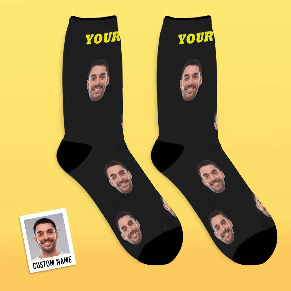 Custom Funny Face Socks Christmas Gift For Family