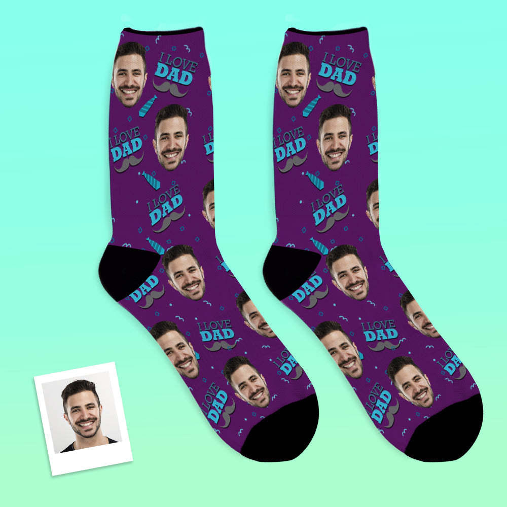 Custom Photo Socks I Love Dad Socks - MyPhotoBoxer