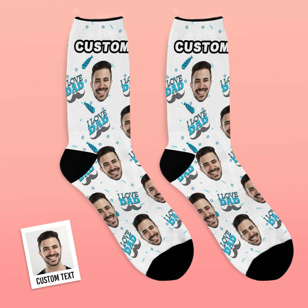 Custom Photo Socks I Love Dad Socks - MyPhotoBoxer