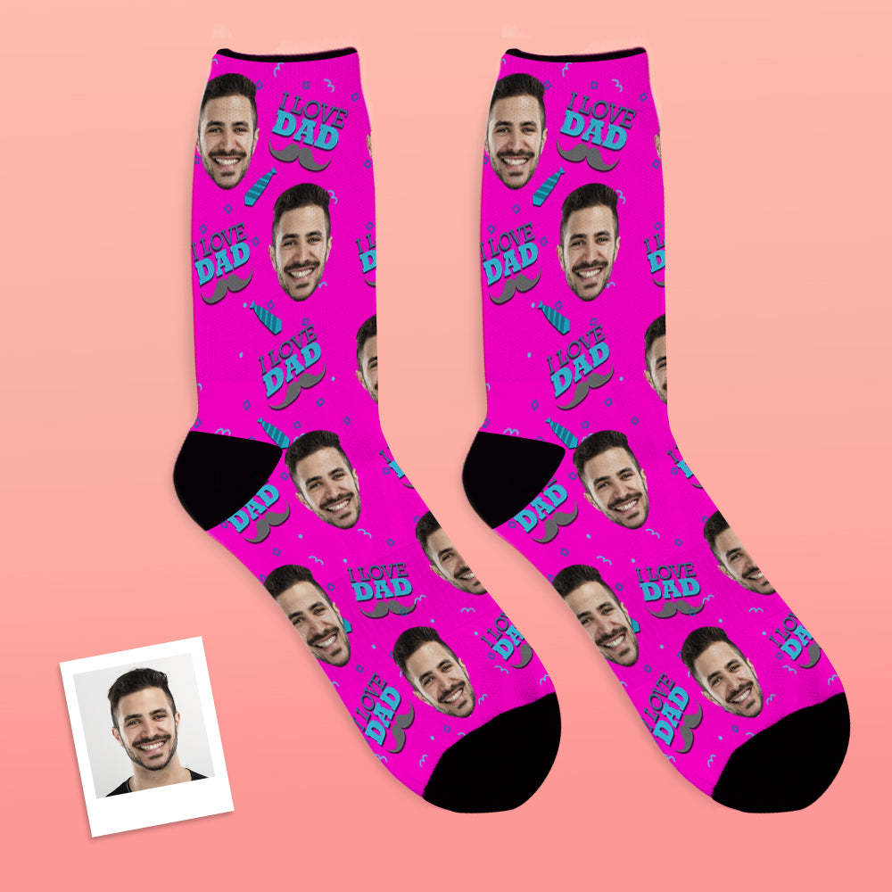 Custom Photo Socks I Love Dad Socks - MyPhotoBoxer