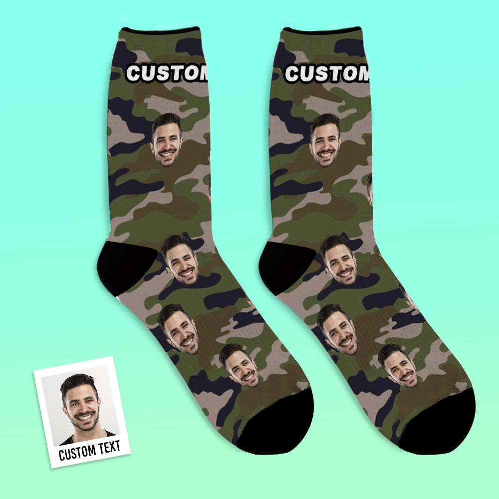 Custom Socks Personalized Camo Socks (Green) - MyPhotoBoxer