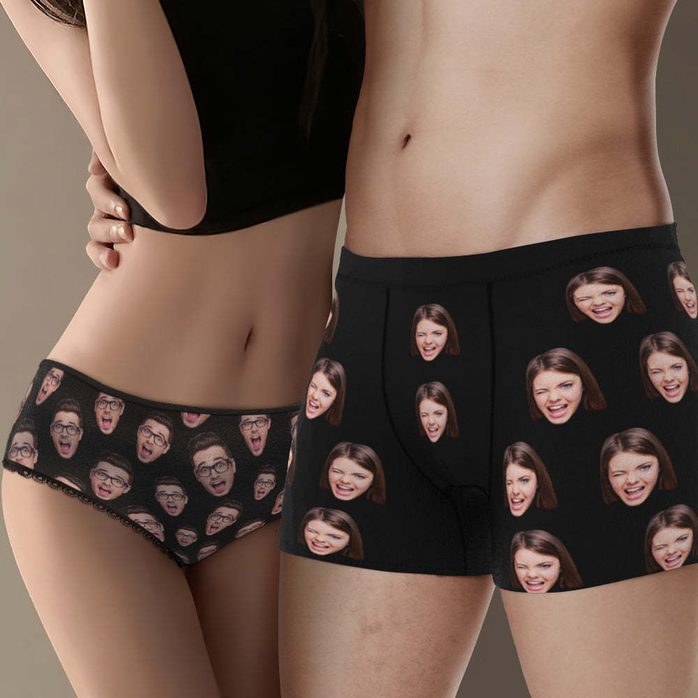 Custom Couple's Face Couple Matching Underwear Personalized Funny Underwear Gift for Lovers
