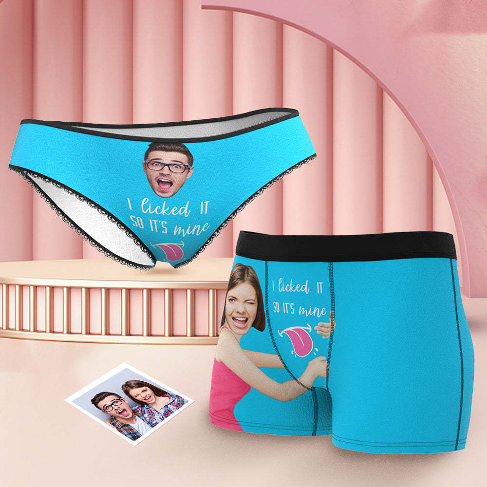Custom Face Matching Underwear for Couples Multicolor I Licked It Valentine's Day Gift