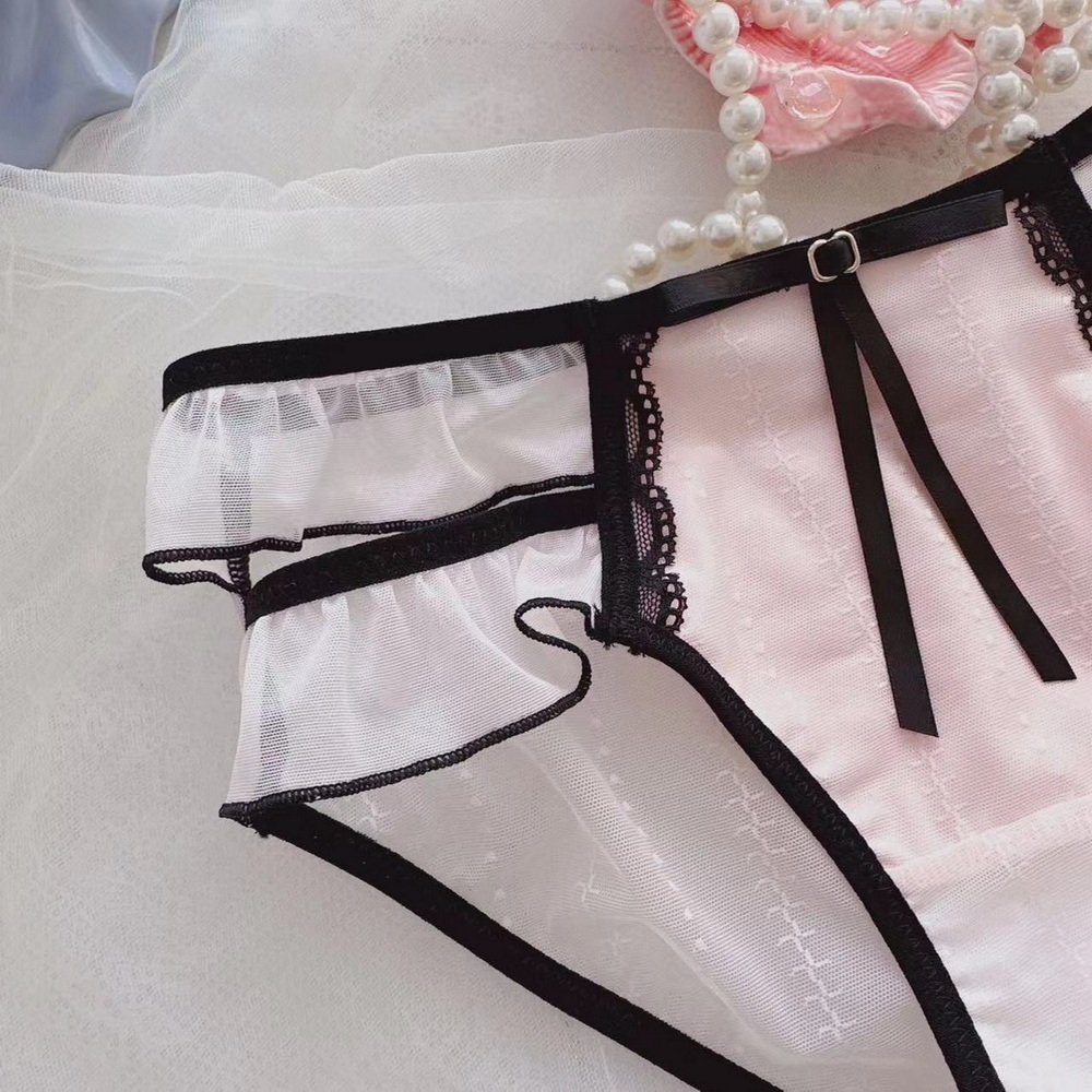 Japanese Petty Bourgeoisie Style Sexy Transparent Lotus Leaf Princess Student Mid-Waist Triangle Girl Cute Ladies Lace Panties - MyPhotoBoxer