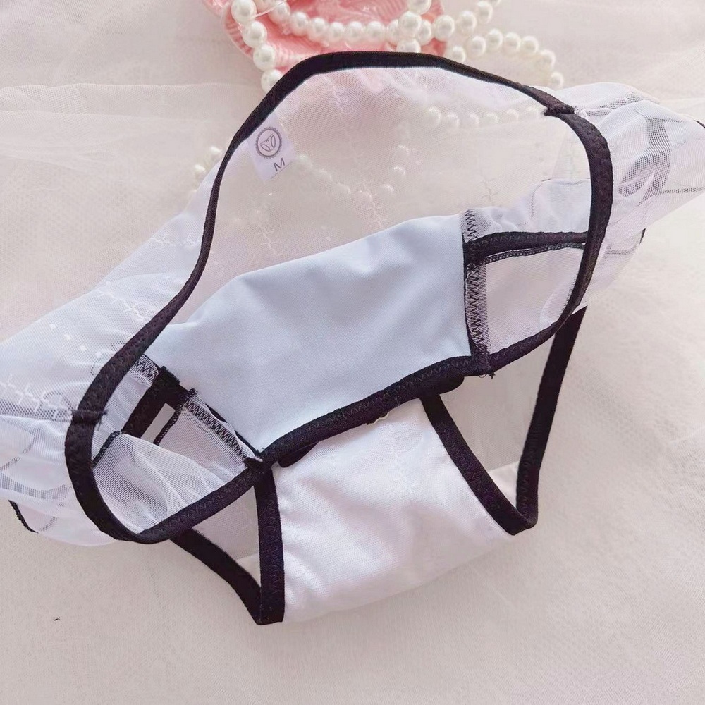 Japanese Petty Bourgeoisie Style Sexy Transparent Lotus Leaf Princess Student Mid-Waist Triangle Girl Cute Ladies Lace Panties - MyPhotoBoxer