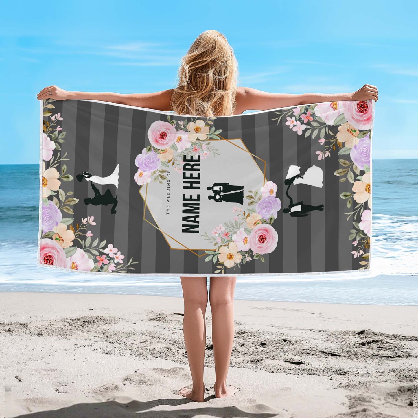 Personalised Towel Engraved with Name Wedding Gifts For Couple