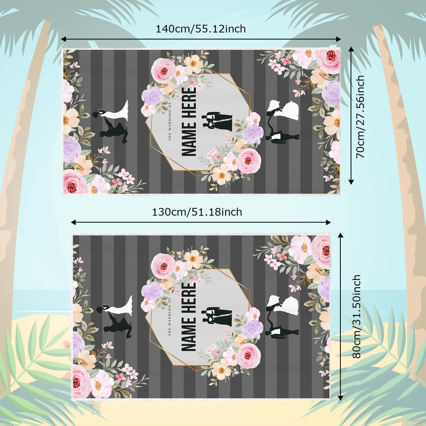 Personalised Towel Engraved with Name Wedding Gifts For Couple