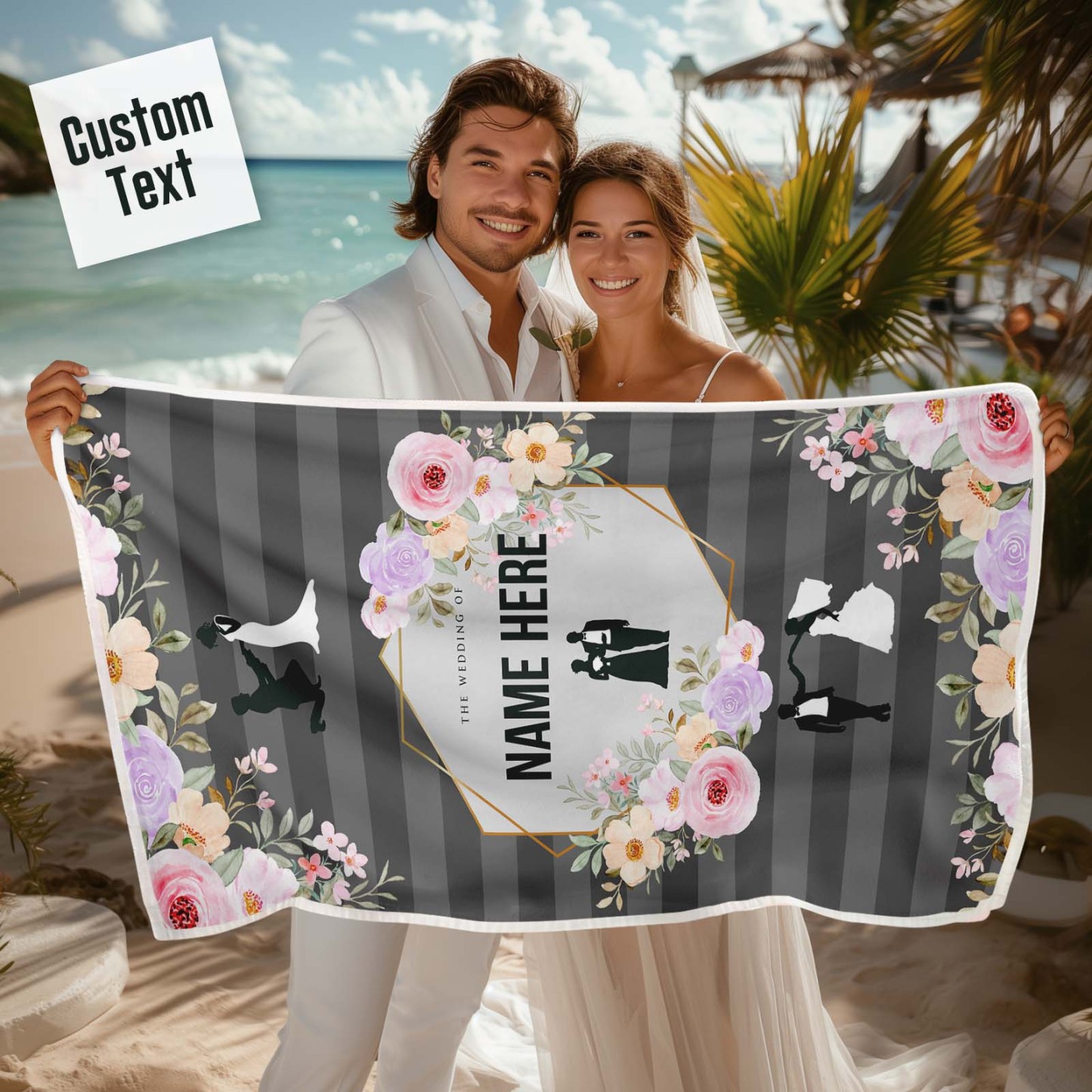 Personalised Towel Engraved with Name Wedding Gifts For Couple