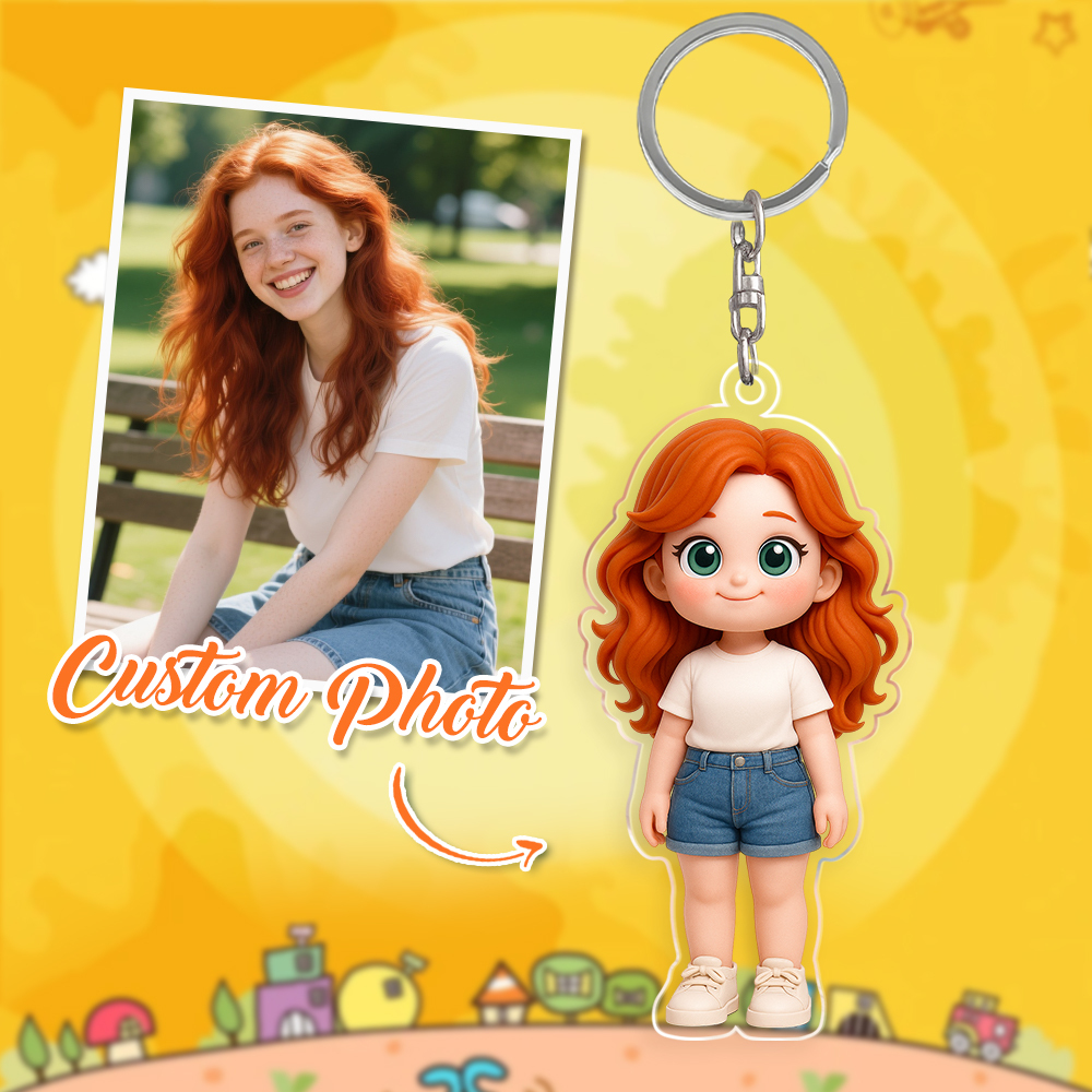 Personalized Acrylic Cartoon Keychain Custom Figure Keychain Photo Bag Charm Unique Keepsake Gift Best Christmas Anniversary Birthday Valentine's Day Gifts