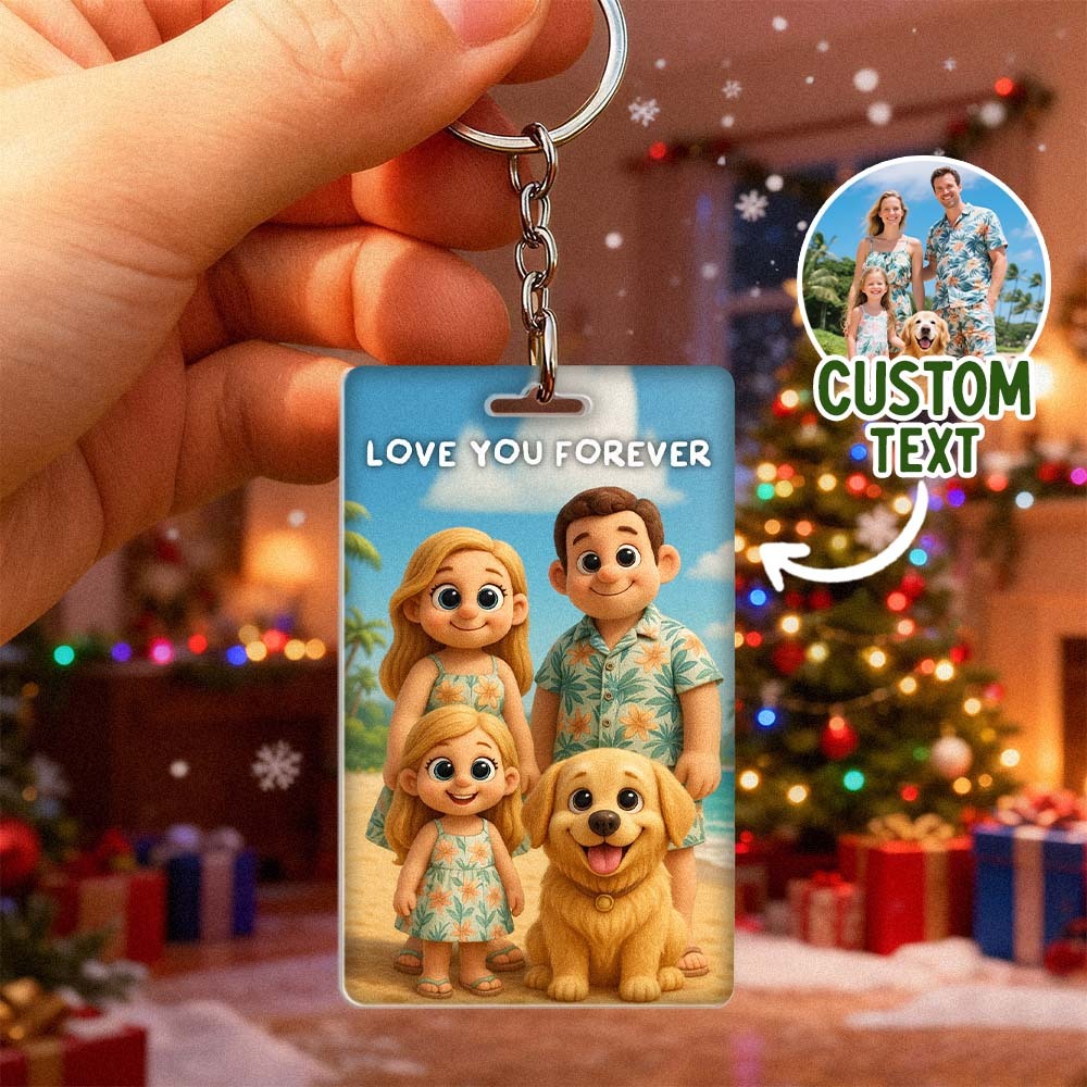 Custom Plush Pixar Style Keychain | Turn Your Photo into Cute Characters | Best Christmas Gift for Him - MyPhotoBoxer