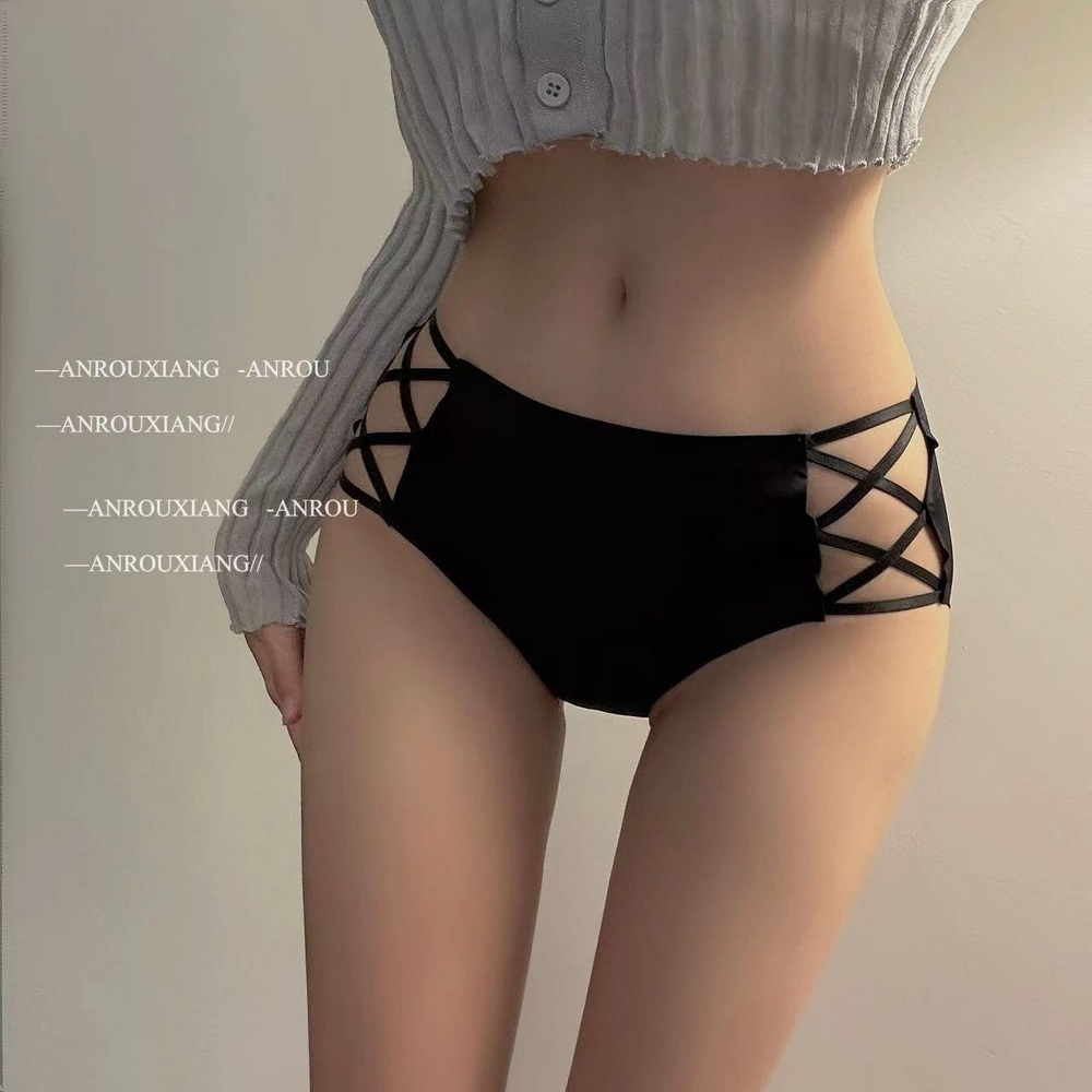 Seamless Panties For Women Summer Thin Leopard Print 2024 New Mid-Waist Sexy Hollow Thin Strap Pure Desire Ice Silk Briefs - MyPhotoBoxer