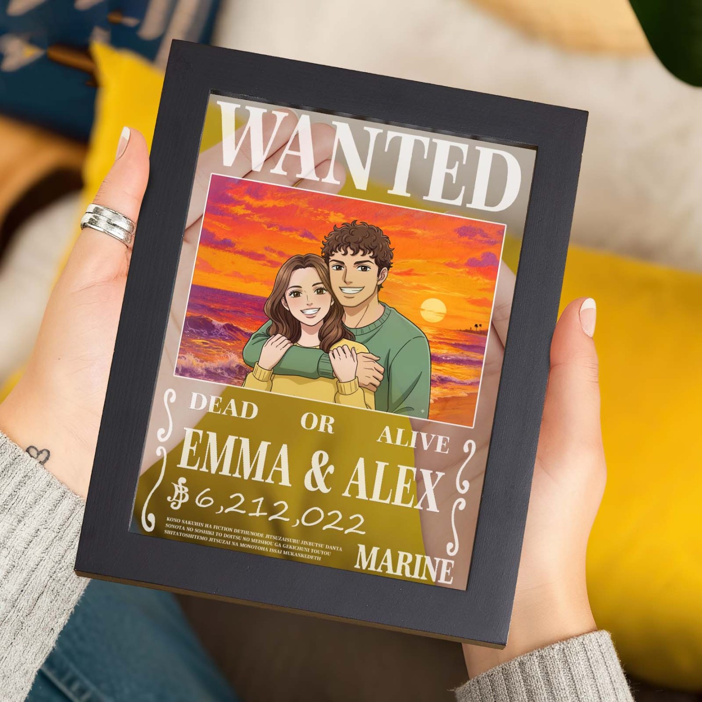 Personalized Anime Wanted Couple Portrait Led Light Frame