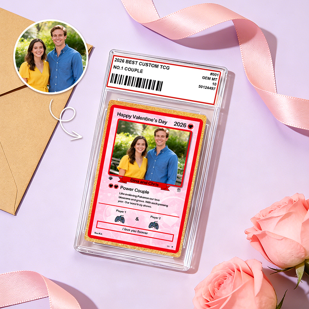 Personalized Valentine’s Day Power Couple Card, Custom Anniversary Card Couple Photo Anime Style, Best Valentine's Day Gift for Lover - MyPhotoBoxer