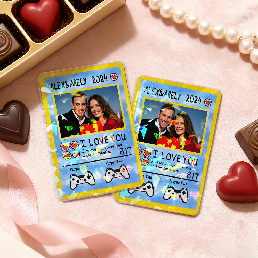 Personalized Valentine’s Day Power Couple Card, Custom Anniversary Card Couple Photo Anime Style, Best Valentine's Day Gift for Lover - MyPhotoBoxer