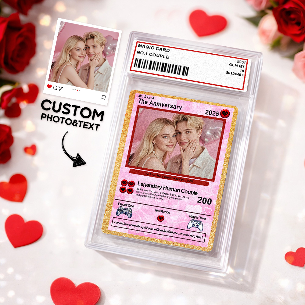 Personalized Valentine’s Day Power Couple Card, Custom Anniversary Card Couple Photo Anime Style, Best Valentine's Day Gift for Lover - MyPhotoBoxer