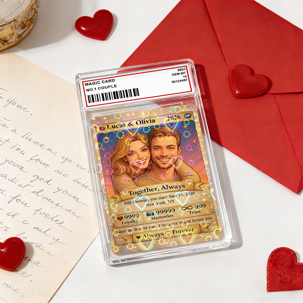 Personalized Valentine’s Day Power Couple Card, Custom Anniversary Card Couple Photo Anime Style, Best Valentine's Day Gift for Lover - MyPhotoBoxer