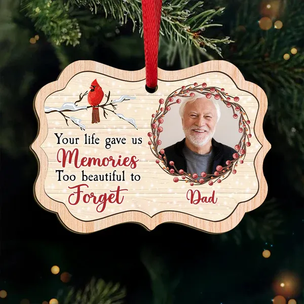 Custom Photo Memories Too Beautiful To Forget Wood Ornament