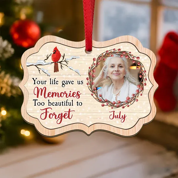 Custom Photo Memories Too Beautiful To Forget Wood Ornament