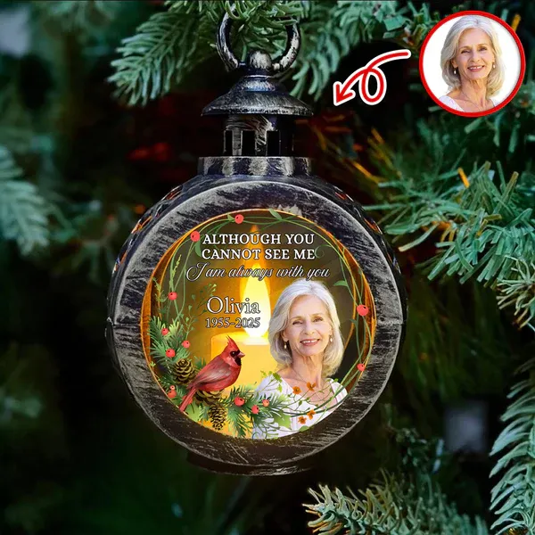 Custom Photo Beside You Memorial Candlelight Lantern Ornament