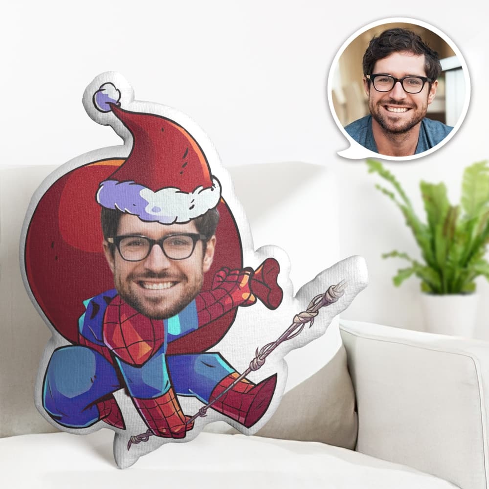 Custom Face Pillow Personalised Photo Pillow Christmas Spider Man MiniMe Pillow Gifts for Christmas - FaceBoxerUK